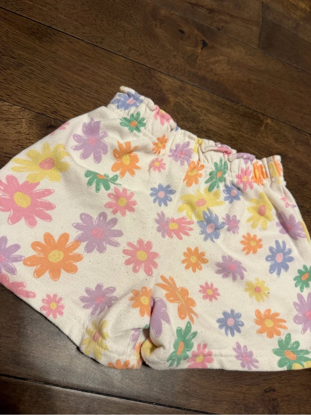 Garanimals White Floral Print Cotton Shorts with Pastel Blooms